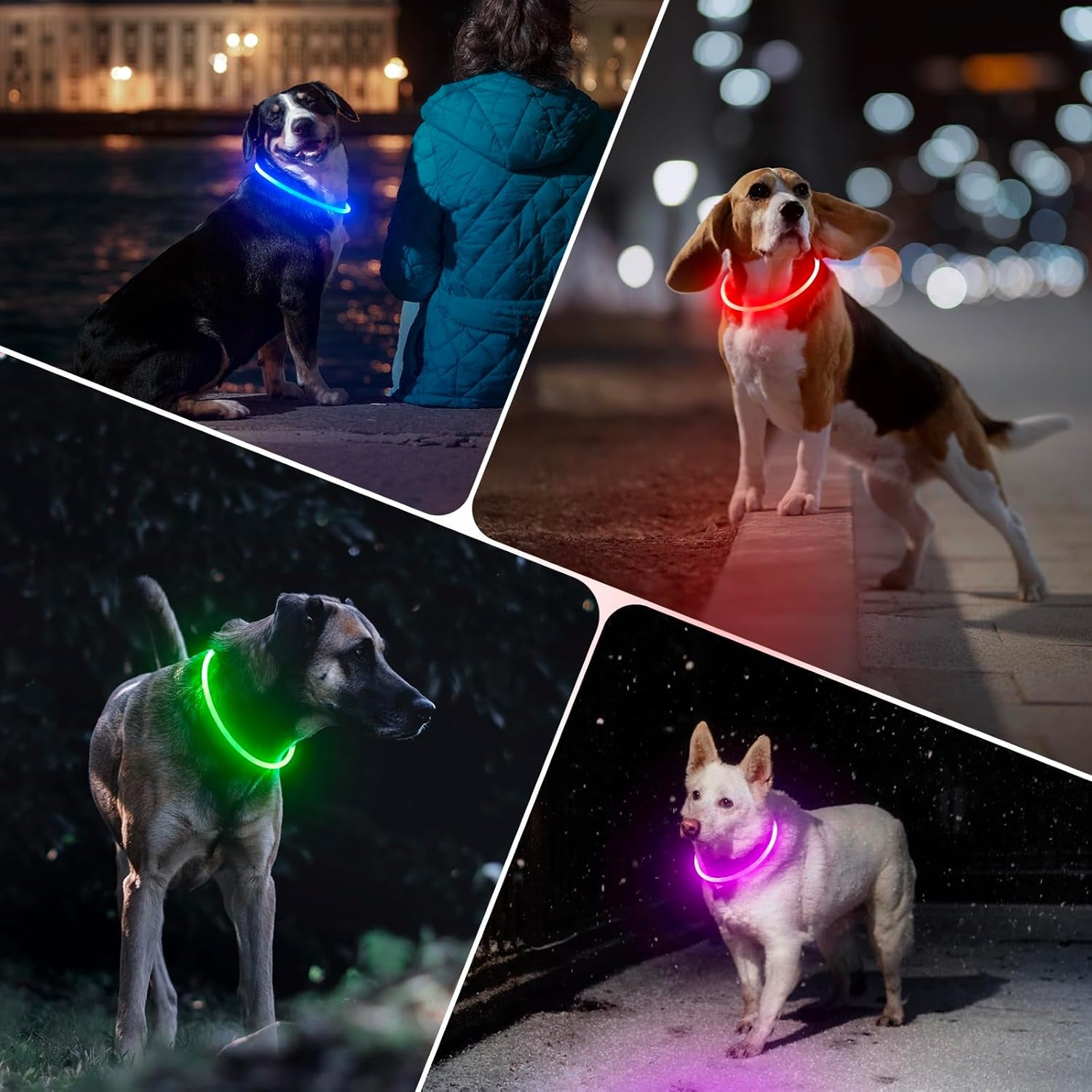 Light up Dog Collar, Rechargeable LED Puppy Collar Waterproof Glowing Pet Collar TPU Cuttable Lighted Dog Collar for Small Medium Large Dogs (Pink（70Cm）)